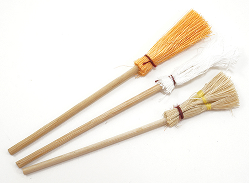 Dollhouse Miniature Brooms/Mop, 3/Pk